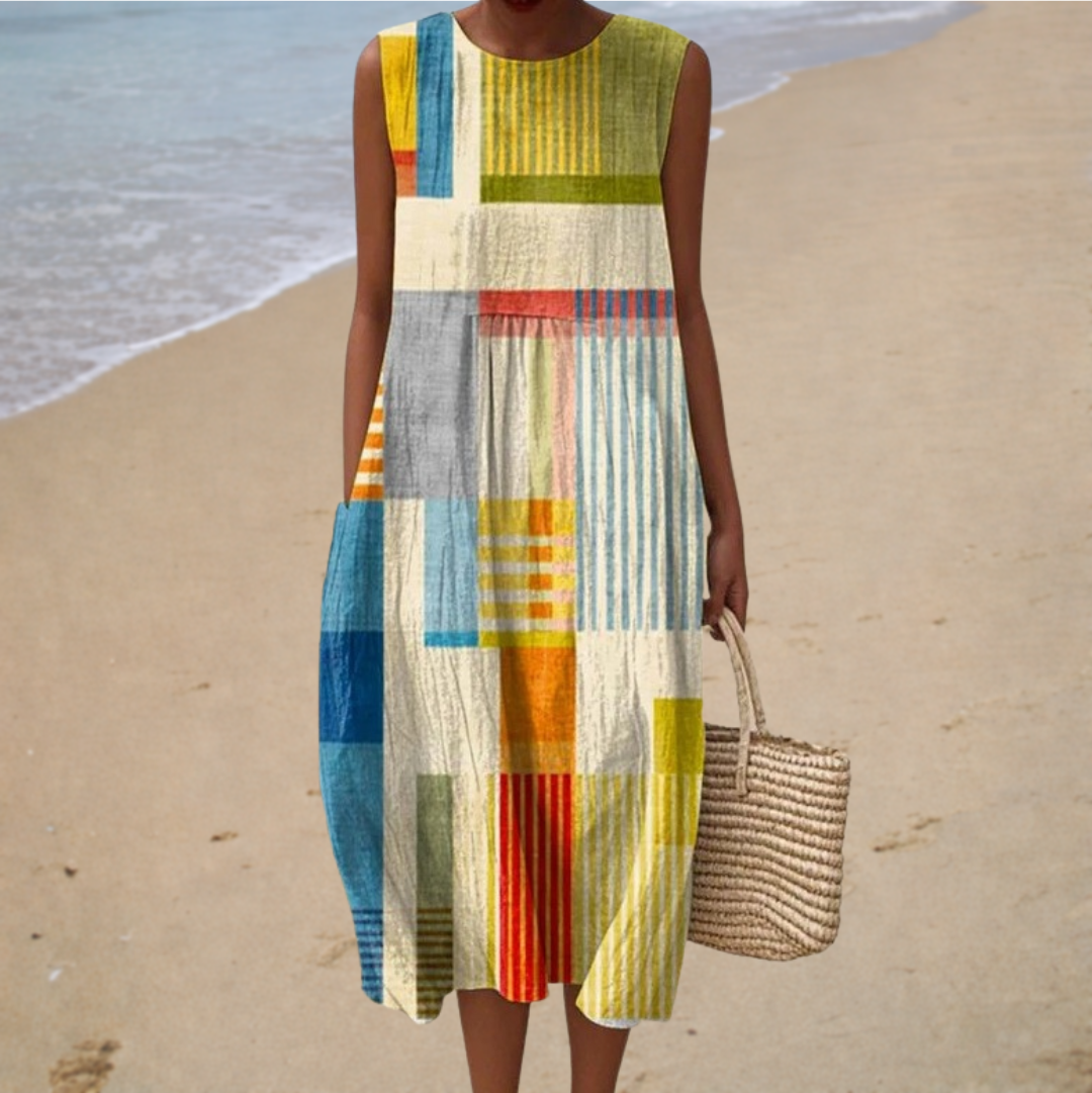 Emma Zsófi | Kényelmes ujjatlan nyári ruha – Mintás