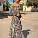 Elegáns, V-nyakú, fantázia partymaxi ruha