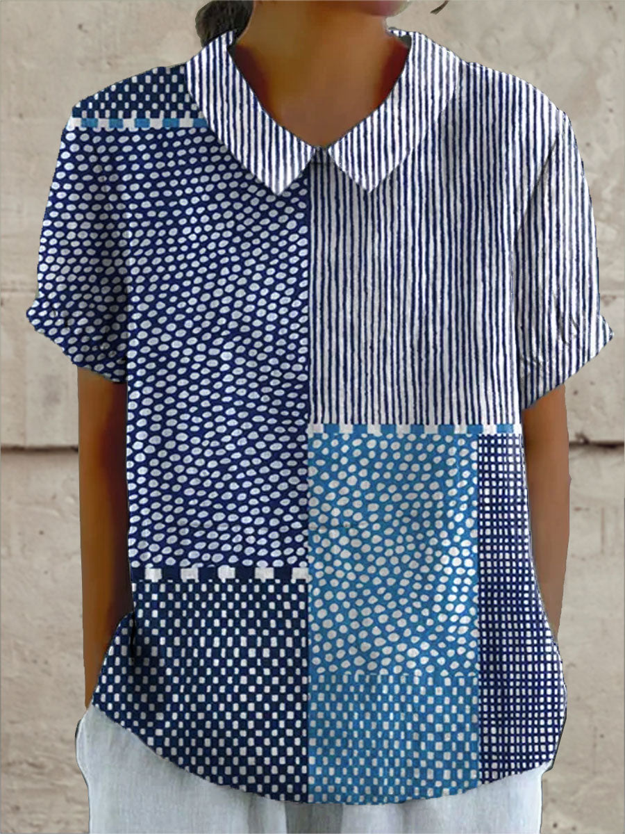 Franciska | Patchwork mintás blúz