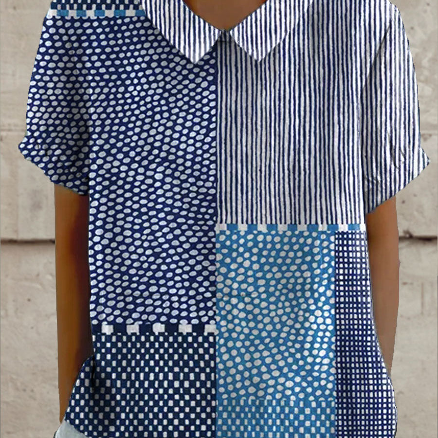 Franciska | Patchwork mintás blúz