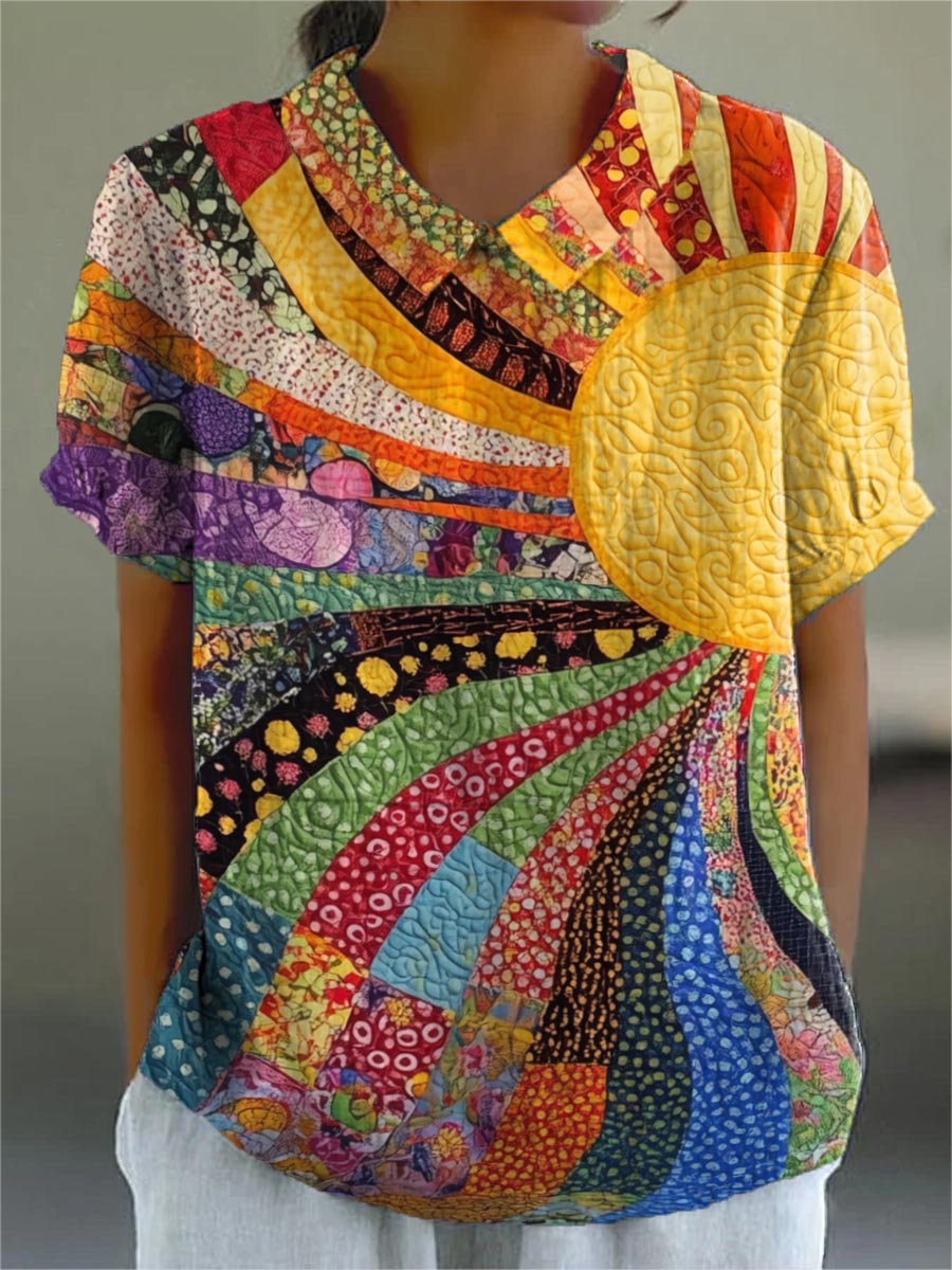 Aranka | Patchwork blúz napsugár mintával