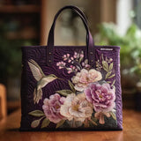 Kézzel készített steppelt táska – Kolibri és orchidea