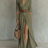 Sarolta – len maxi ruha rever gallérral