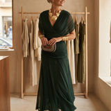 Elegáns, V-nyakú, fantázia partymaxi ruha