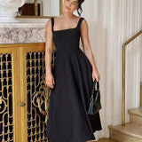 Grace | Vestido midi fluido con escote cuadrado