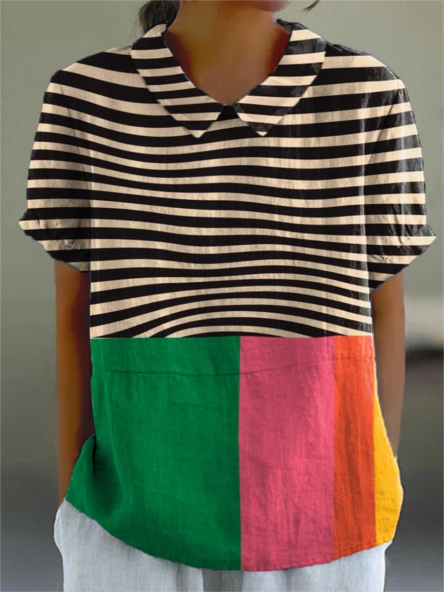 Bernadett | Élénk csíkos colour-block blúz