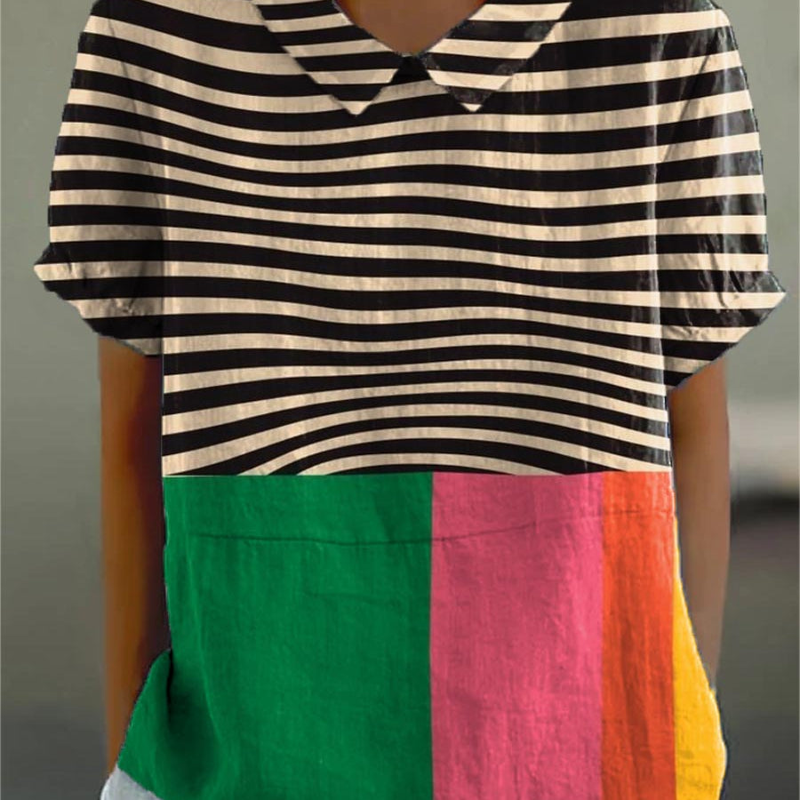 Bernadett | Élénk csíkos colour-block blúz