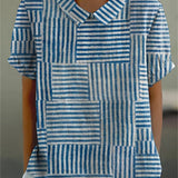 Rebeka | Csíkos patchwork blúz