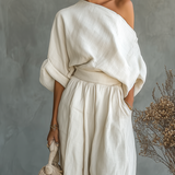 Lisa | Szett puha, vállra húzható felsővel és testhezálló nadrággal