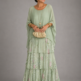 Júlia – elegáns lenge maxi ruha – Fehéreszöld