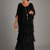 Júlia – elegáns lenge maxi ruha – Fekete