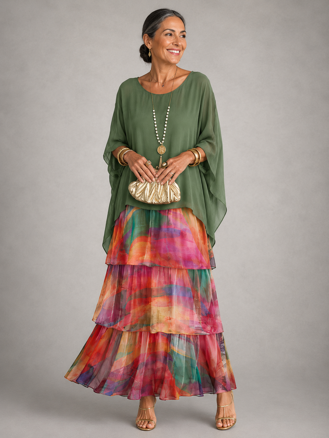 Júlia – elegáns lenge maxi ruha – Mintás