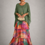 Júlia – elegáns lenge maxi ruha – Mintás
