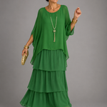 Júlia – elegáns lenge maxi ruha – Világoszöld