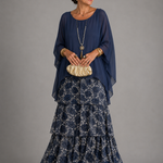 Júlia – elegáns lenge maxi ruha – Sötétkék