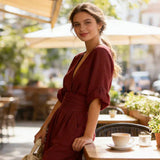 Daniela - Elegáns overál V-nyakkivágással és bő szárral