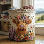 Steppelt szennyeskosár – Highland tehén és virágok