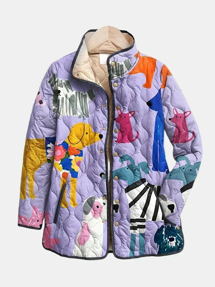 Ximena | Lezser, kutyamintás steppelt dzseki – Többszínű